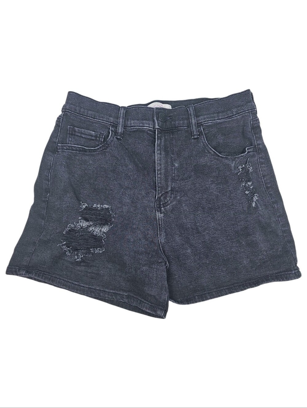 SO Boyfriend High Rise Midi Black Distressed Demin Shorts Women's Size 31